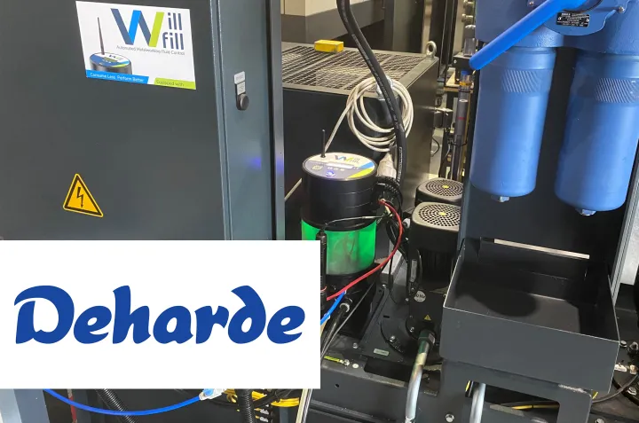 Will-Fill unit installed at Deharde, with the Deharde logo